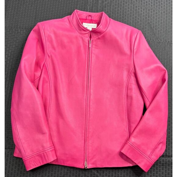 Petite Sophisticate Barbie Pink Leather Jacket, Large, Vintage - Picture 1 of 4